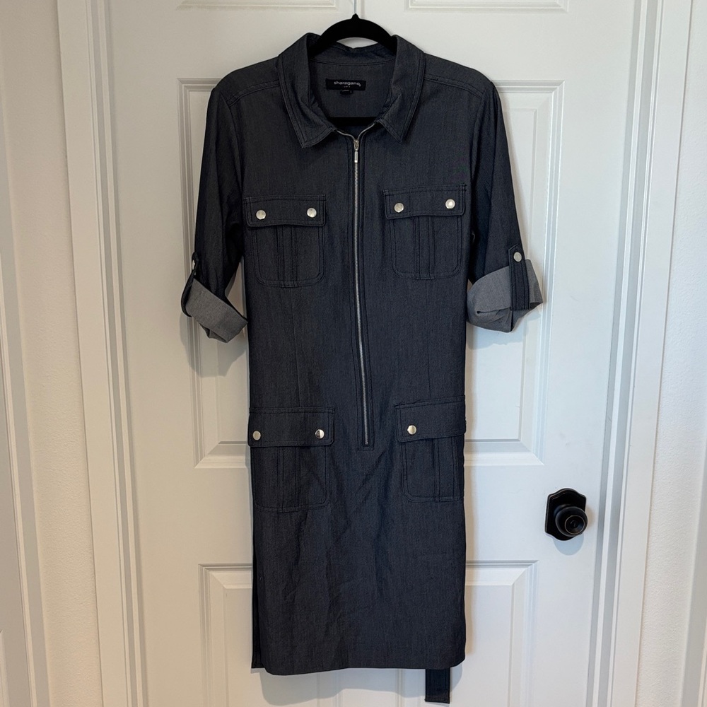 Sharagano Charcoal Zip-Up Dress